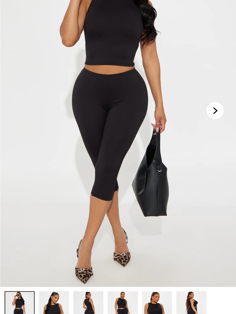 Women’s Black High-Waist Crop Capri Leggings